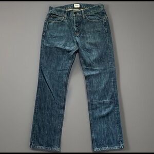 HUDSON Jeans Mens Size 32 Dk Wash Straight Leg Button Fly Low Rise Italian Denim